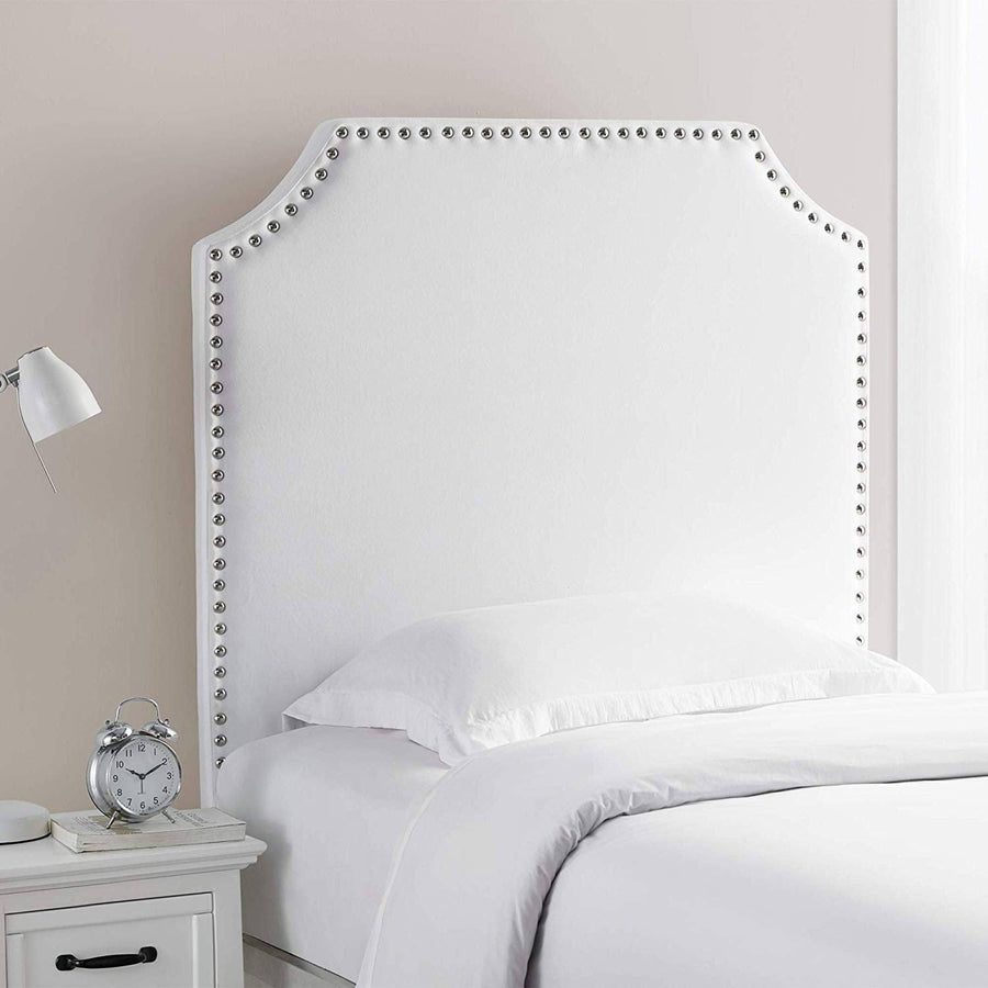Bevel Tacked White Plush College Headboard – Headboard with Legs